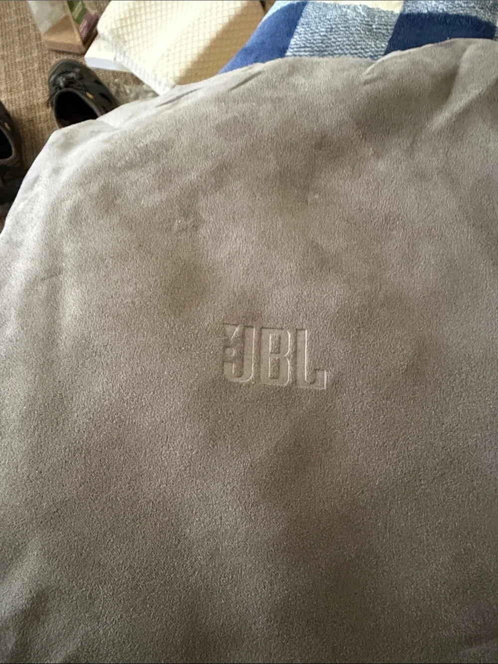 JBL Gray Suede-Look Throw Blanket with Embossed Logo